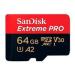 MEMORIA SANDISK EXTREME PRO 64GB MICRO SDXC 200MB/S 4K CLASE 10 A2 V30 C/ADAPTADOR SDSQXCU-064G-GN6MA
