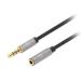 CABLE AUDIO ESTEREO, MANHATTAN,356053, 3.5MM EXTEN. M-H 5.0M NEGRO/ALUMINIO PLATEADO 356053