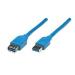 CABLE USB,MANHATTAN,322447, V3.2 EXT. TIPO A  3.0M AZUL, 5 G 322447