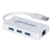 HUB MANHATTAN DE 3 PUERTOS USB 3.0 CON ADAPTADOR GIGABIT ETHERNET. UN PUERTO 10/100/1000 MBPS 507578