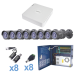 Sistema TURBO HD720p / Incluye DVR 8 Ch / 8 Cámaras Balas (exterior 3.6 mm) / Conectores / Transceptores / Fuente de Poder Profesional hasta 15 Vcd para Larga Distancia. KESTXLT8B