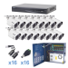 Sistema TURBOHD 1080P H.265+ Incluye DVR 16 ch / 16 cámaras bala (interior - exterior, 2.8mm gran angular) / transceptores / conectores / Fuente de poder profesional Heavy Duty 20A, Hasta 15Vcd para Larga Distancia KEVTX8T16BW