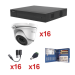Sistema Hilook by hikvision KH720P16DW, TURBOHD 720P Incluye DVR 16 Canales, 16 Cámaras domo 2.8mm, transceptores, conectores, Fuente de poder profesional Heavy Duty 20A, Hasta 15Vcd para Larga Distancias