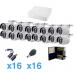 Sistema LEGEND TURBOHD 720P de 16 canales compatible con P2P. Incluye 16 HRB900W (Bullet interior / exterior 900TVLs 3.6mm color blanco), Transceptores, adaptadores de voltaje y Fuente de Poder Profesional STURBOHRBW16