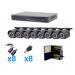 Sistema TurboHD 1080p, 8 B8TURBOX(Bullet exterior 2.8mm gran angular), transceptores, conectores y fuente de poder profesional TURBOBX8