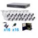 Sistema TurboHD 1080P, 16 B8TURBOXW(Bullet exterior 2.8mm gran angular), transceptores, conectores y fuente de poder profesional TURBOBXW16