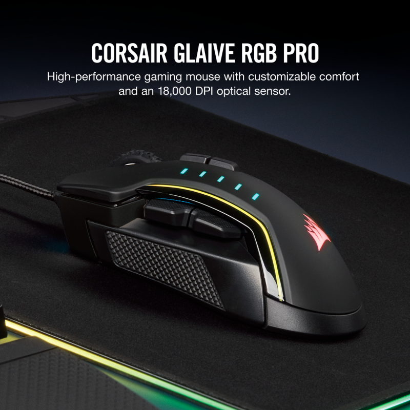 MOUSE CORSAIR GAMING GLAIVE RGB PRO 18K DPI
