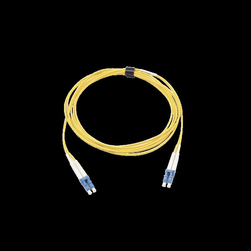 Jumper de Fibra Óptica Monomodo (OS2), XGLO, Riser, LC/UPC-LC/UPC Duplex, OFNR, Color Amarillo, 7 M