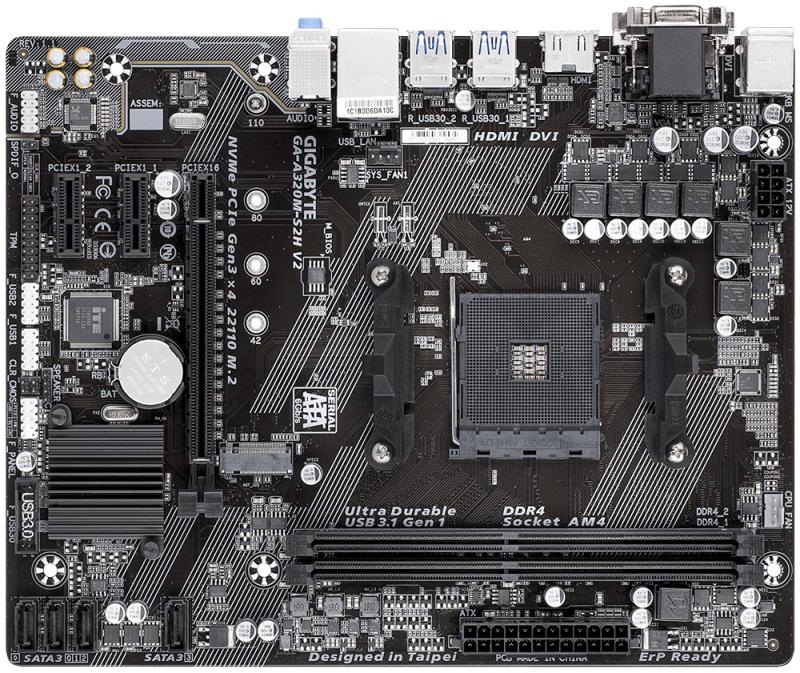 Gigabyte GA-A320M-S2H V2 (rev. 1.1) placa base Enchufe AM4 Micro ATX AMD B350