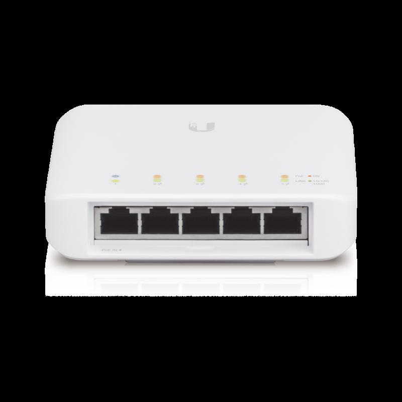 Switch UniFi FLEX para exterior IP55 de 5 puertos (1 x PoE de entrada 802.3af/at/bt y 4 PoE salida 8