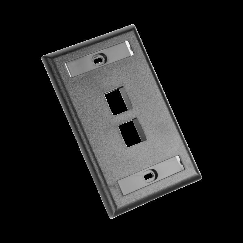 Placa de Pared Vertical, Salida Para 2 Puertos Keystone, Con Espacios Para Etiquetas, Color Negro NK