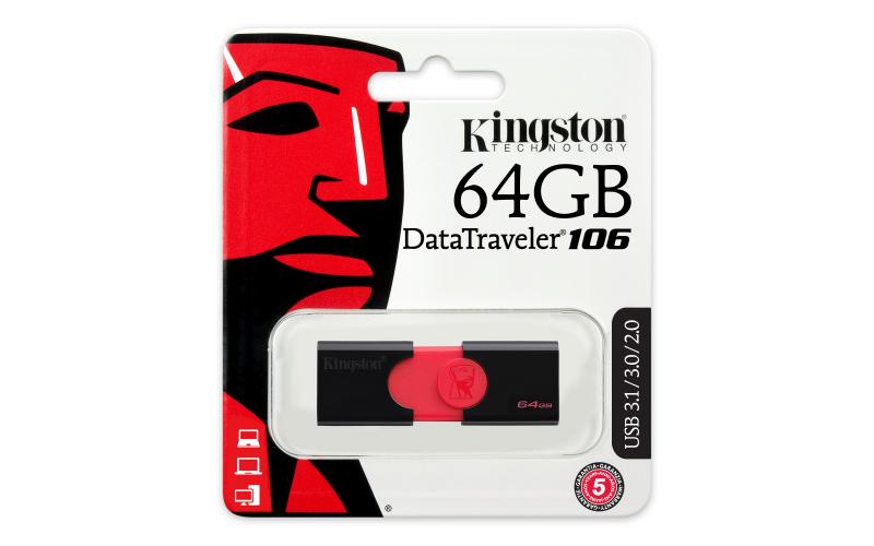 Kingston Technology DataTraveler 106 unidad flash USB 64 GB USB tipo A 3.2 Gen 1 (3.1 Gen 1) Negro, 