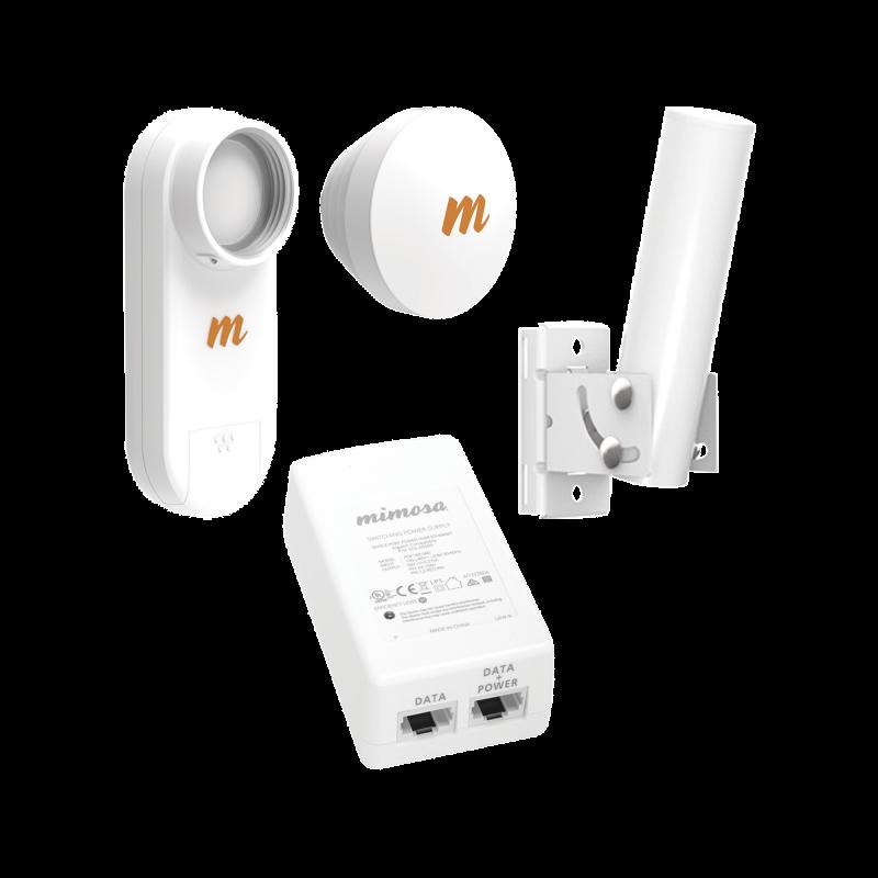 Kit de radios C5X, rango de frecuencia extendida (4.9 a 6.4 GHz),  incluye inyector POE, montaje uni