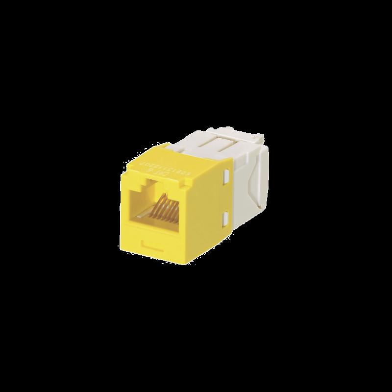 Conector Jack RJ45 Estilo TG, Mini-Com, Categoría 6, de 8 posiciones y 8 cables, Color Amarillo CJ6