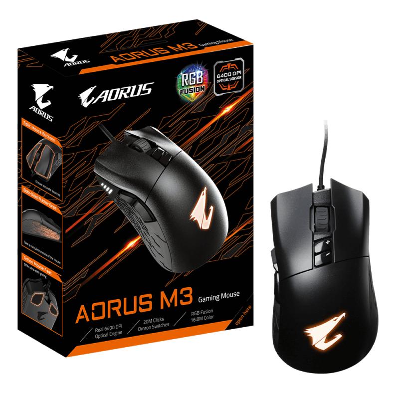 Gigabyte AORUS M3 ratón USB tipo A Óptico 6400 DPI Diestro