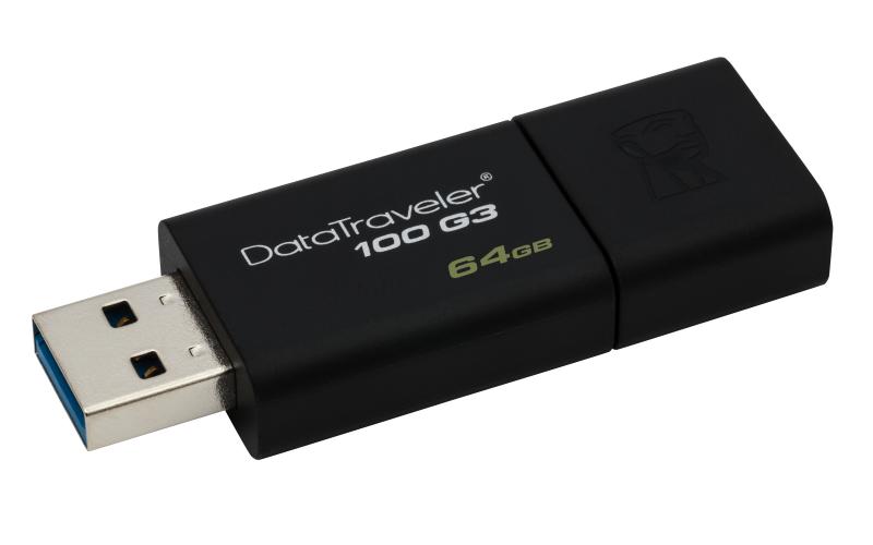 Kingston Technology DataTraveler 100 G3 unidad flash USB 64 GB USB tipo A 3.2 Gen 1 (3.1 Gen 1) Negr