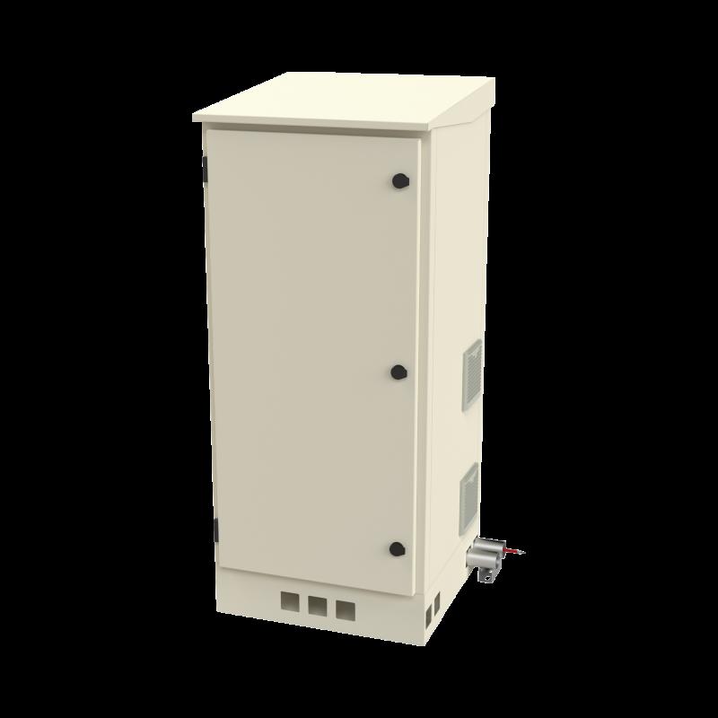 Gabinete de Piso para Exterior con Ventiladores y Termostato con Rack de 19\" de 16 U + Espacio para