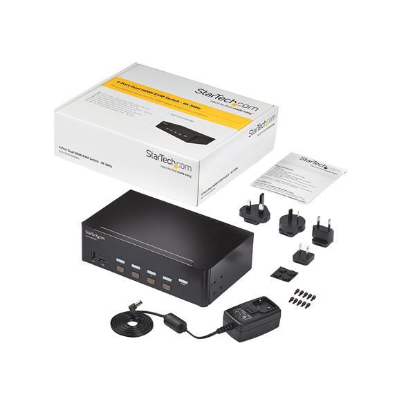 StarTech.com Switch Conmutador KVM de 4 Puertos HDMI - 4K de 30Hz - de Pantalla Doble