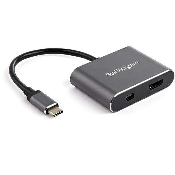 StarTech.com Adaptador Convertidor de Video Multipuertos USB-C a HDMI o Mini DisplayPort - 4K 60Hz