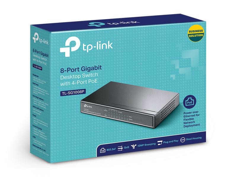 TP-LINK TL-SG1008P dispositivo de redes Gigabit Ethernet (10/100/1000) Avellana Energía sobre Ether