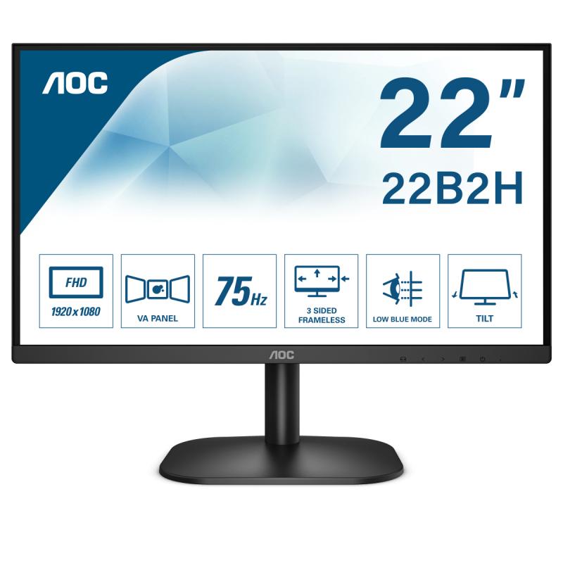 AOC 22B2H monitor de computadora 54.6 cm (21.5") 1920 x 1080 Pixeles Full HD LED Negro