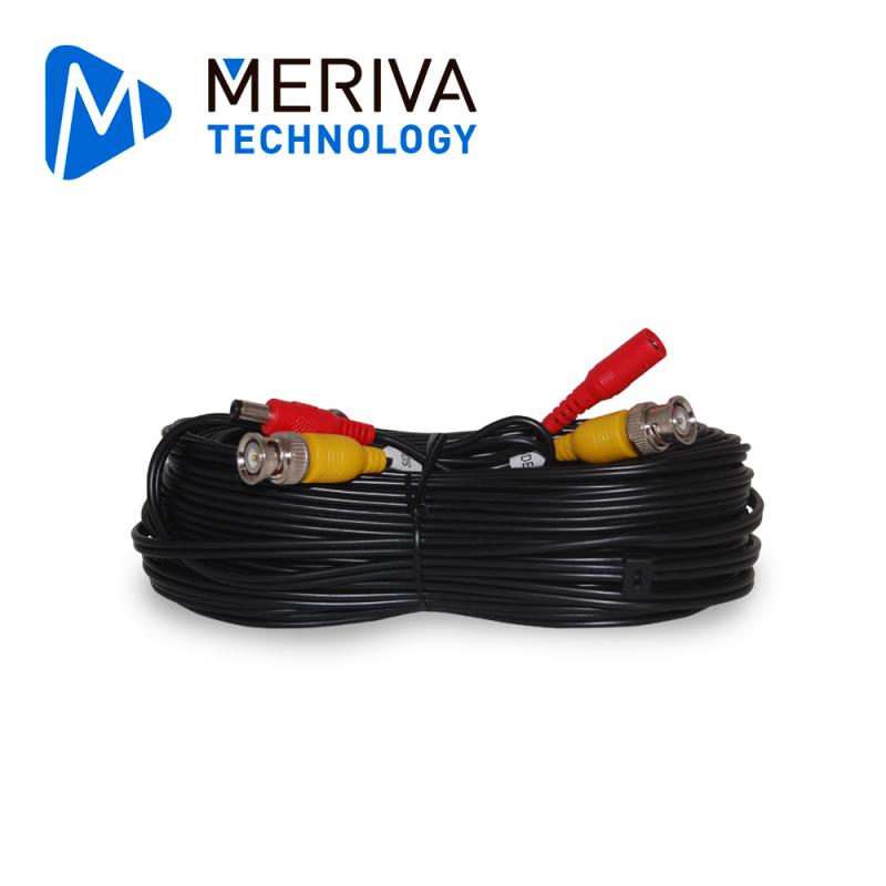 CABLE DE VIDEO HD ARMADO MERIVA MVA-HDCB18 18MTS NEGRO CON CONECTORES DE VIDEO BNC Y CORRIENTE OPTIM