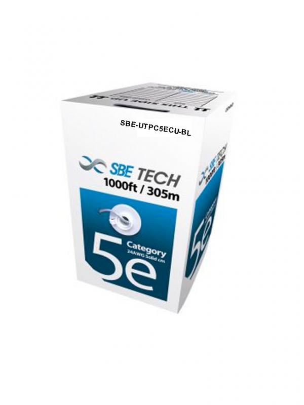 SBETECH SBEUTPC5ECUBL - CABLE UTP CAT5E/ CAJA DE 305 METROS/ 100% COBRE/ COLOR AZUL/ 4 PARES/ 24 AWG