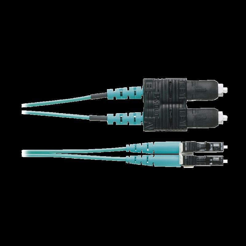 Jumper de Fibra Optica Multimodo 50/125 OM4, LC-SC Duplex, OFNR (Riser), Color Aqua, 3 Metros FZ2ERL