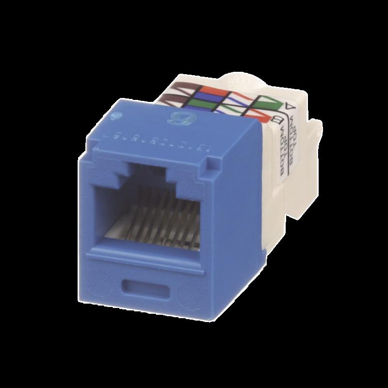 Conector Jack RJ45 Estilo TP, Mini-Com, Categoría 6, de 8 posiciones y 8 cables, Color Azul CJ688TP