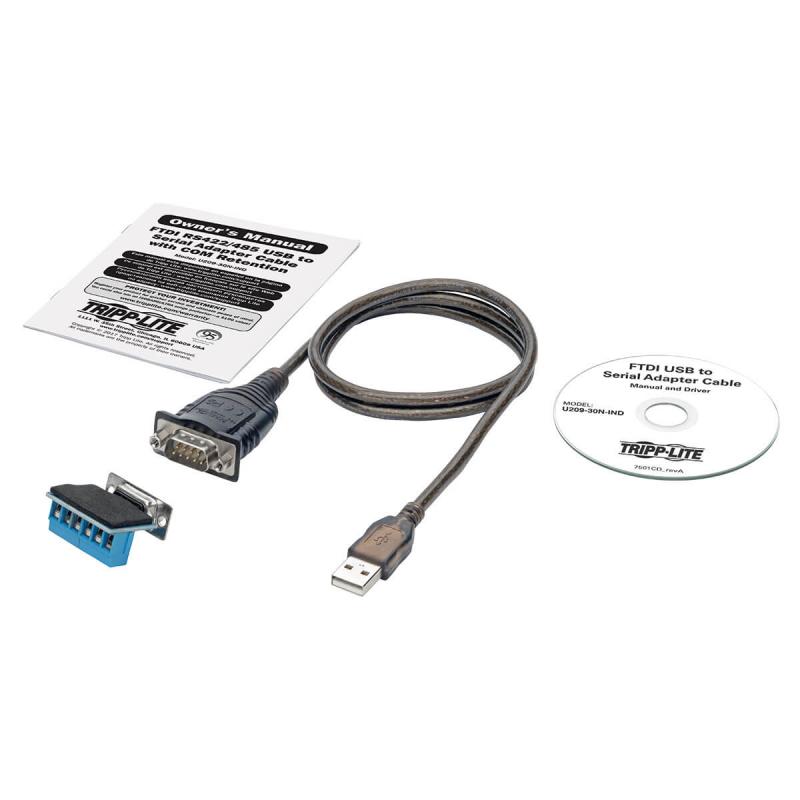 Tripp Lite U209-30N-IND Cable Adaptador USB a RS485 / RS422 FTDI Serial con Retención de COM (USB-A