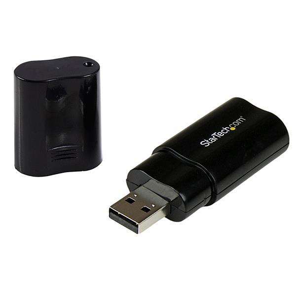 StarTech.com Tarjeta de Sonido Estéreo USB Externa Adaptador Convertidor - Negro