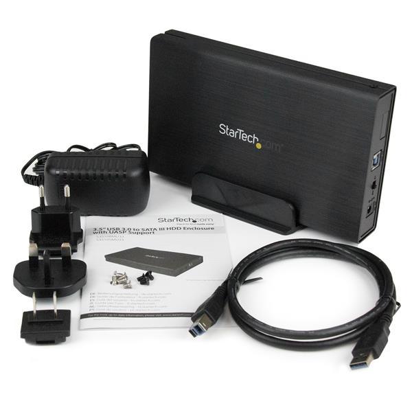 StarTech.com Gabinete USB 3.0 de Disco Duro SATA 3 III 6Gbps de 3.5 Pulgadas Externo con UASP - Alum