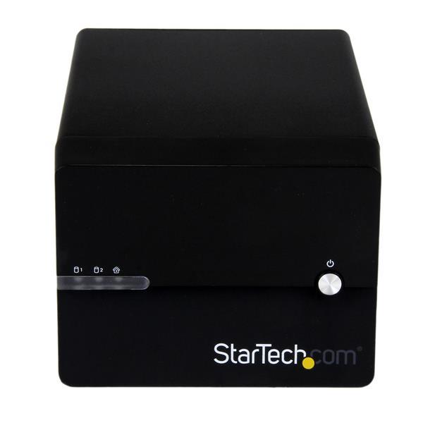 StarTech.com Caja USB 3.0 2 Bahías Disco Duro 3,5 SATA RAID UASP NAS Gigabit con Servidor de Medios