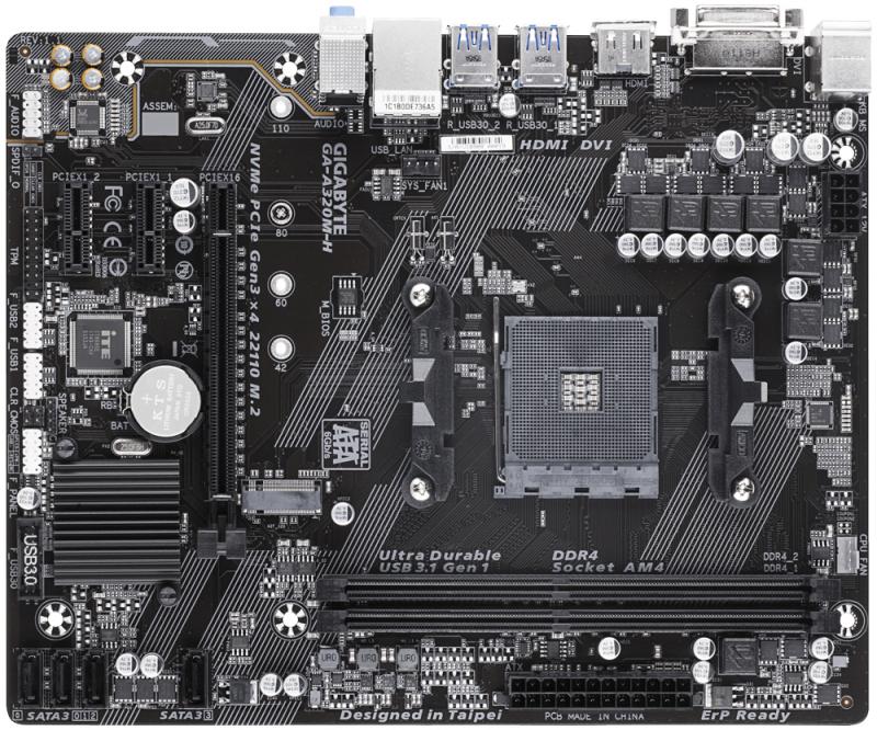 Gigabyte GA-A320M-H placa base AMD A320 Enchufe AM4 Micro ATX