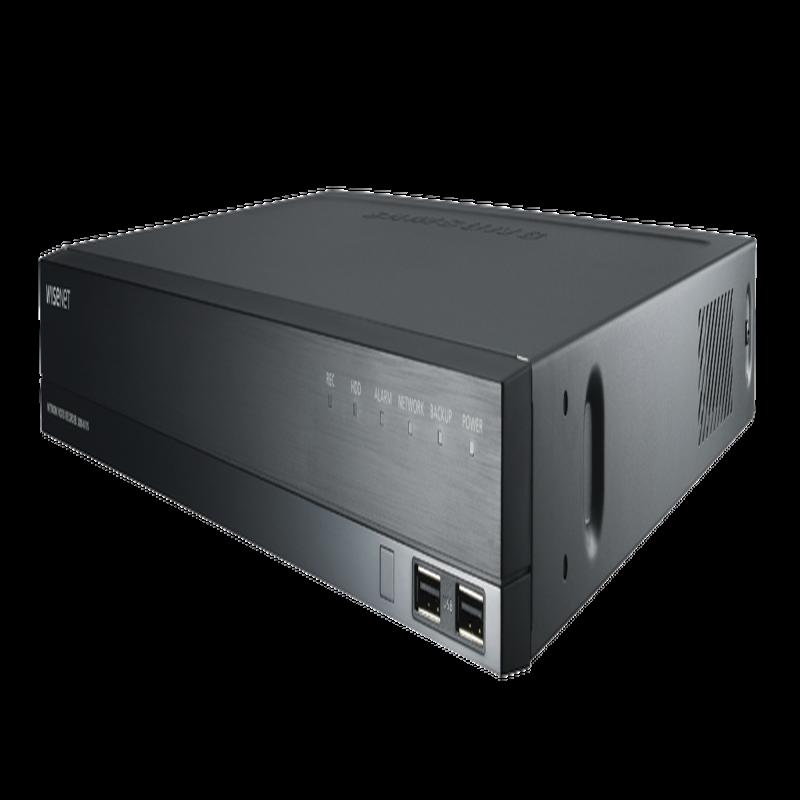 NVR 32 Megapíxel / 8 canales / 2TB incluidos / 8 puertos PoE+ / H.265 & WiseStream / P2P Wisenet / 