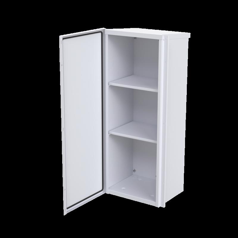 Gabinete Acero Galv. para 3 Bat. PL110D12. Puerta Sin Ventilación. Acc. de piso o poste No incluido