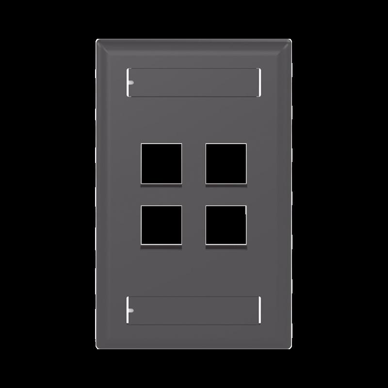 Placa de Pared Vertical, Salida Para 4 Puertos Keystone, Con Espacios Para Etiquetas, Color Negro NK