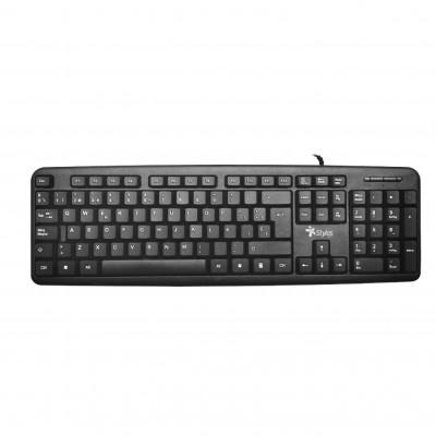 Teclado Alámbrico Stylos STPTEC5B - Ergonómico, Negro, Alámbrico