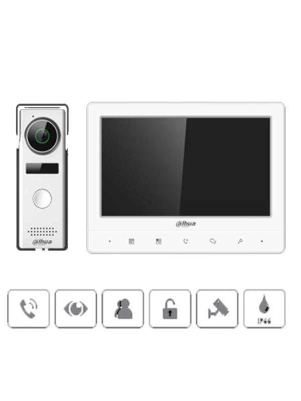DAHUA KTA02- Kit de Videoportero Analógico/ Monitor de 7 pulgadas/ Cámara de 1.3 MP/ Frente de cal