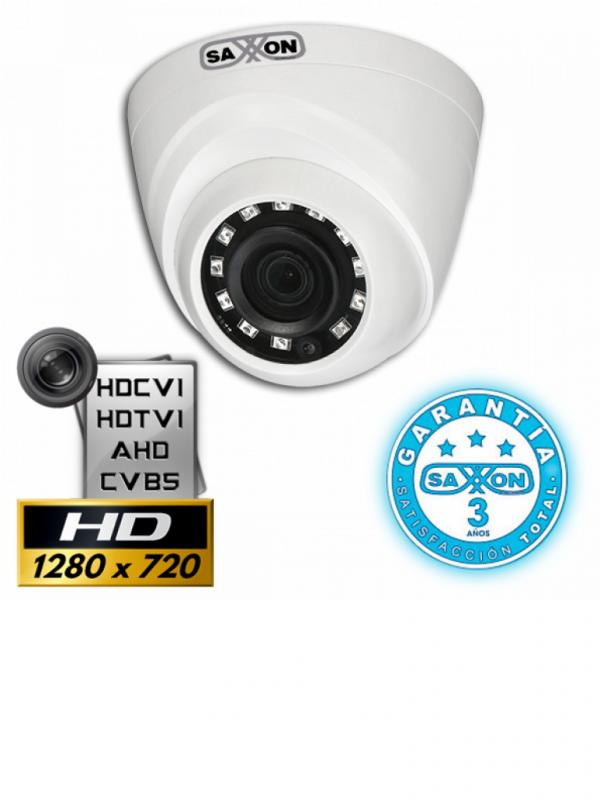 SAXXON PRO DF2810T- CAMARA DOMO HDCVI 720P/ TVI /AHD /CVBS/LENTE 2.8MM/0.05 LUX COLOR/DWDR/SMART IR 