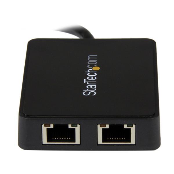 StarTech.com Adaptador Tarjeta de Red NIC Externa USB 3.0 2 Puertos Gigabit Ethernet RJ45 y Puerto U