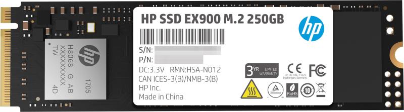 HP EX900 2.5" 250 GB PCI Express 3.0 3D TLC NAND NVMe