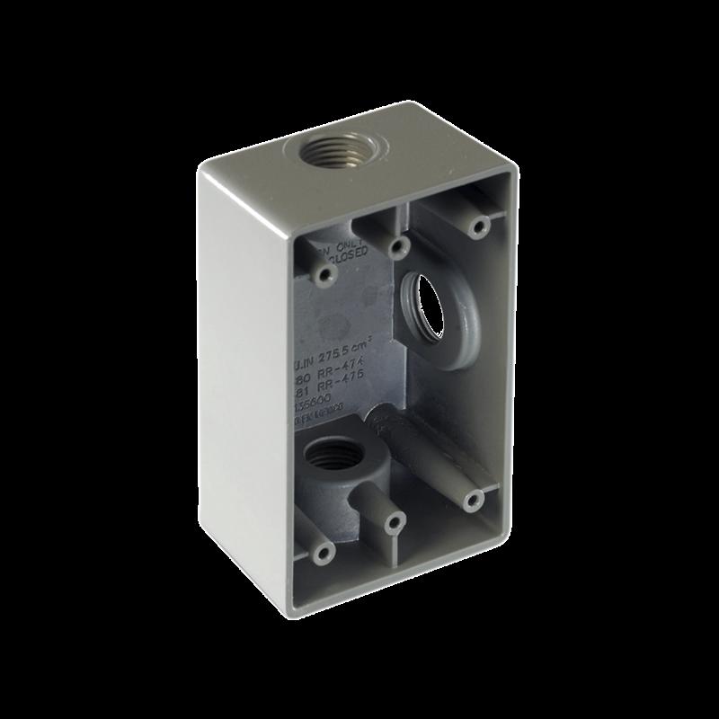 Caja Condulet FS de 1\" ( 25.4 mm) con tres bocas a prueba de intemperie. RR-2743
