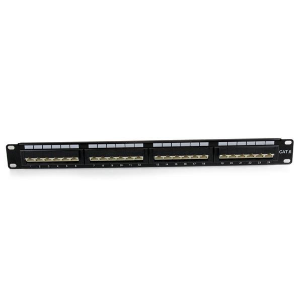 StarTech.com Panel de Parcheo de 24 Puertos RJ45 Cat6 110 - 1U Montaje en Rack - Patch Panel - 45 Gr