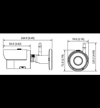 DAHUA IPC-HFW1235S-W-S2 - Camara IP Bullet Wifi de 2 Megapixeles/ Lente de 2.8 mm/ 106 Grados de Ape