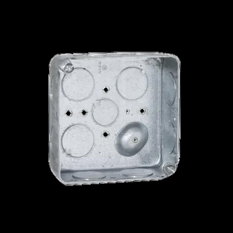 Caja Cuadrada Galvanizada  de 4\" x 4\", profundidad de 1- 1/2\". Tiene 11 Perforaciones de 3/4\" y 