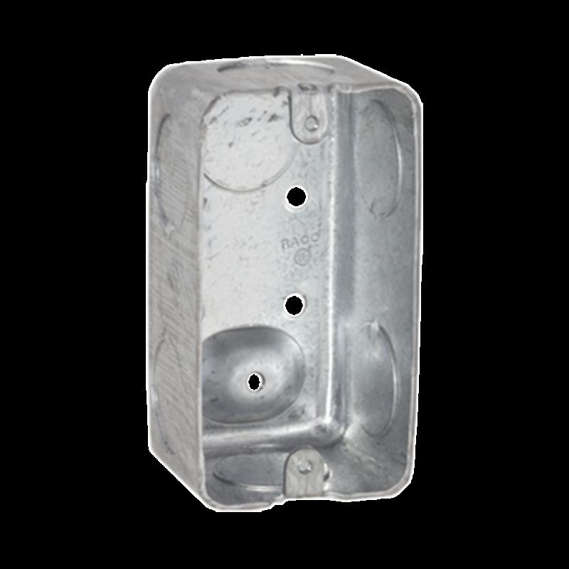 Caja Galvanizada (Chalupa) 4x2\" de prof. 1-7/8\". Tiene 7 Perforaciones de 3/4\". HUB663