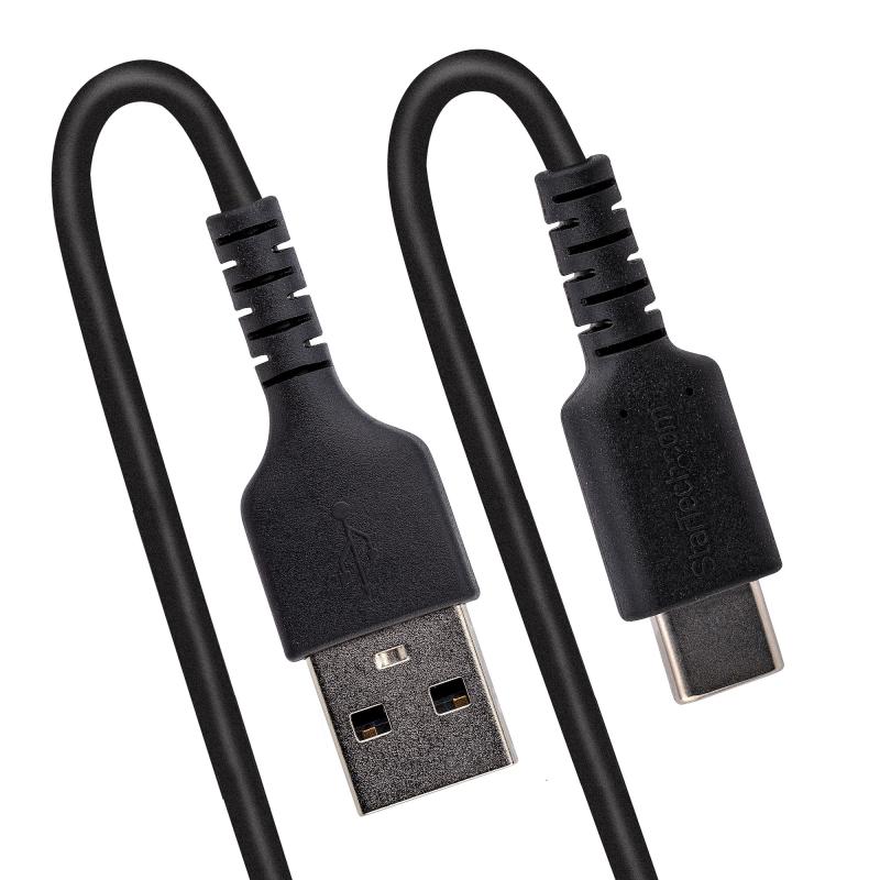 StarTech.com Cable de 1m de Carga USB A a USB C, Cable USB Tipo C en Espiral de Carga Rápida y Serv