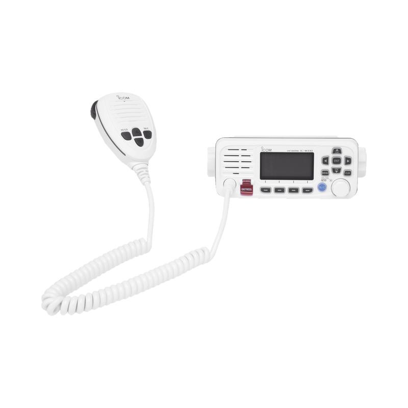 Radio Móvil Marino ICOM, color blanco, Tx: 156.025 - 157.425 MHz, Rx: 156.050 - 163.275 MHz, GPS in