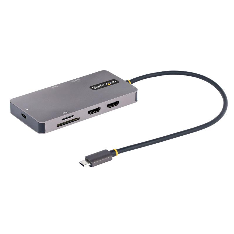 StarTech.com Adaptador Multipuertos USB C 2x HDMI 4K 60Hz, Hub USB-A 3.1 2Pt 5Gbps, PD 100W, GbE, SD